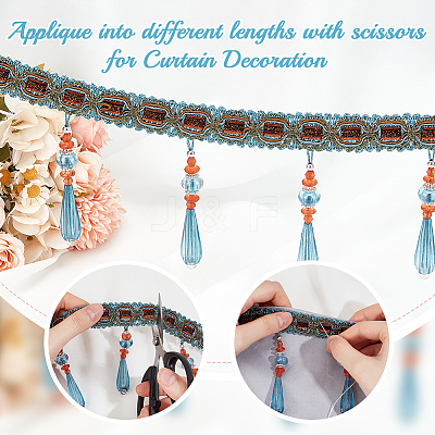 12M Polyester Fringe Lace Trims SRIB-WH0026-26B-1