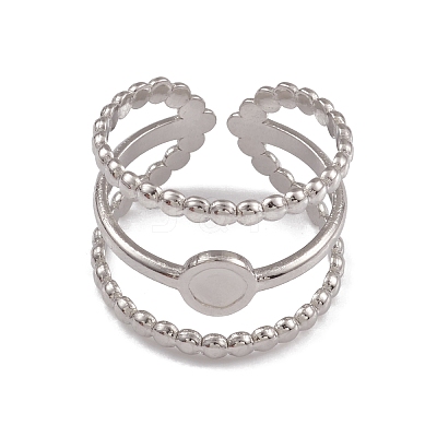 Non-Tarnish 304 Stainless Steel Triple Line Open Cuff Ring Findings RJEW-G285-32P-1