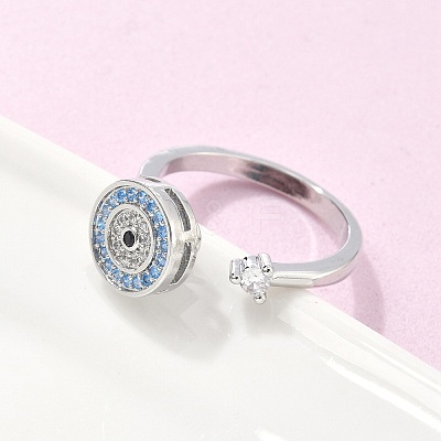 Rotatable Open Ring with Cubic Zirconia RJEW-Q776-02P-01-1