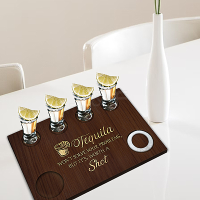 Wood Shot Glasses Tray AJEW-WH0423-003-1