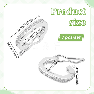 3Pcs 925 Sterling Silver Twister Clasps STER-NB0001-10P-1