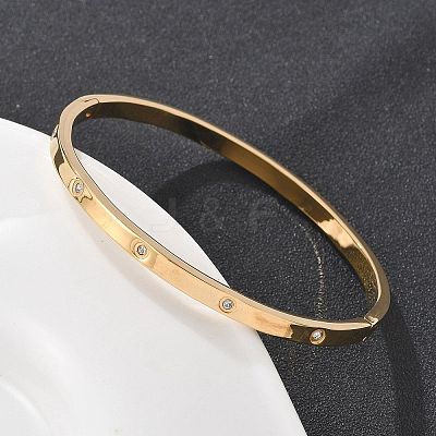 304 Stainless Steel Rhinestone Bangles for Women X-BJEW-Z092-05G-1