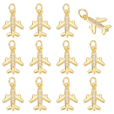 12Pcs Brass Micro Pave Clear Cubic Zirconia Pendants KK-ME0001-52-1