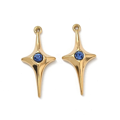 304 Stainless Steel Rhinestone Pendants STAS-L308-04B-G-1