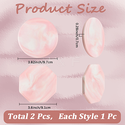 2Pcs 2 Styles Marble Pattern Porcelain Cup Coasters AJEW-CP0009-18C-1