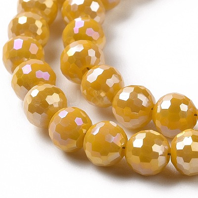 Electroplate Opaque Solid Color Glass Beads Strands GLAA-E036-11C-1