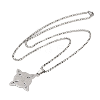 201 Stainless Steel Trinity Knot Wish Knot Pendant Necklaces for Men Women NJEW-K283-36P-1