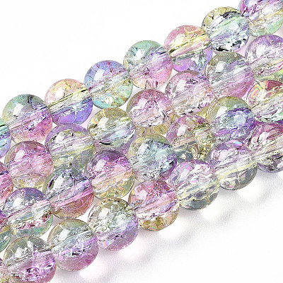 Transparent Crackle Glass Bead Strands X1-GLAA-T025-8mm-02C-1