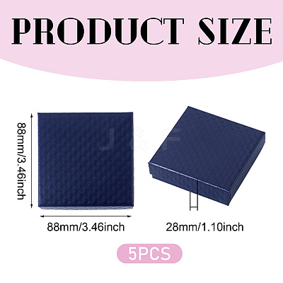 5Pcs Rhombus Textured Cardboard Jewelry Packing Boxes with Sponge Inside CBOX-TA0001-18C-1