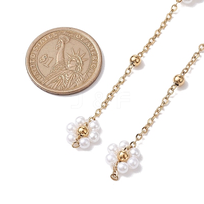 Flower Handmade Acrylic Imitation Pearl Beaded Link Chain AJEW-JB01208-01-1