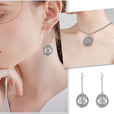 60Pcs Life of Tree Moon Charm Pendant Triple Moon Goddess Pendant Ancient Bronze for Jewelry Necklace Earring Making crafts JX339B-1