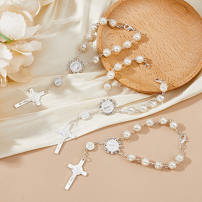 5Pcs Alloy & Glass & Imitation Pearl Charm Bracelets BJEW-DC0001-29-1