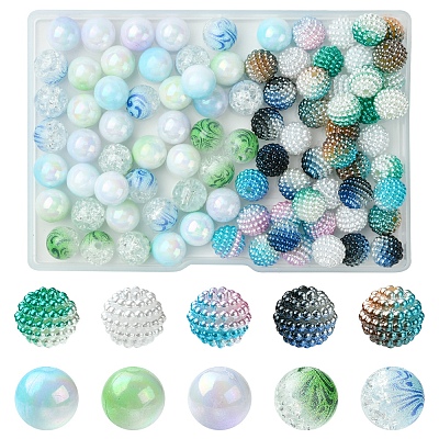 200Pcs 10 Styles Imitation Pearl & Opaque Acrylic Berry Beads OACR-FS0001-96A-1