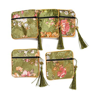 Chinese Style Floral Cloth Jewelry Storage Zipper Pouches AJEW-D063-01C-1