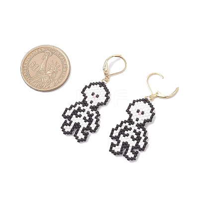 MIYUKI Delica Beads Beaded Skeleton Leverback Earrings EJEW-MZ00580-1