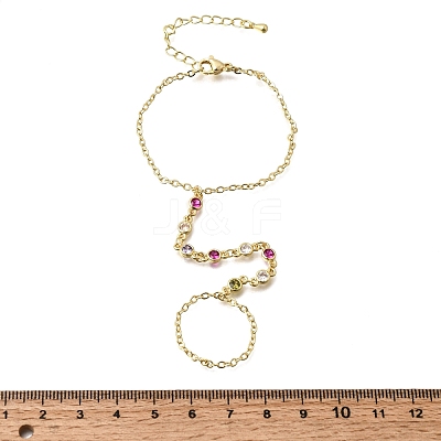 Brass Micro Pave Cubic Zirconia Mittens Bracelets BJEW-C156-01G-1