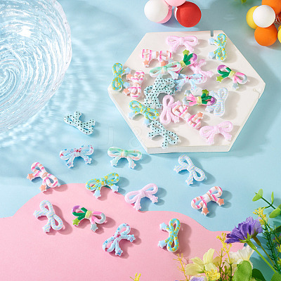 40Pcs 8 Colors Printed Opaque Acrylic Beads MACR-TA0002-65-1
