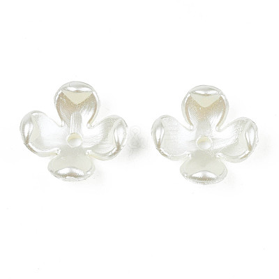 4-Petal ABS Plastic Imitation Pearl Bead Caps OACR-S020-31-1