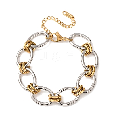 Two Tone 304 Stainless Steel Link Chain Bracelets for Women SA-CBA7B26-05GP-02-1