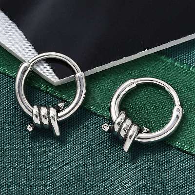 Knot 316 Surgical Stainless Steel Hoop Earrings EJEW-G416-30AS-1