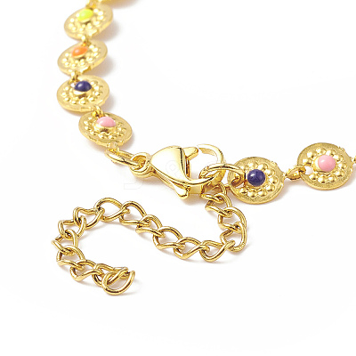 Colorful Enamel Flower Link Chain Bracelet BJEW-JB09940-1