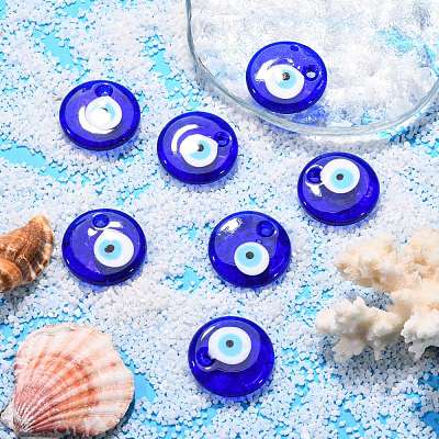 Handmade Lampwork Evil Eye Pendants X-LAMP-E106-02A-1