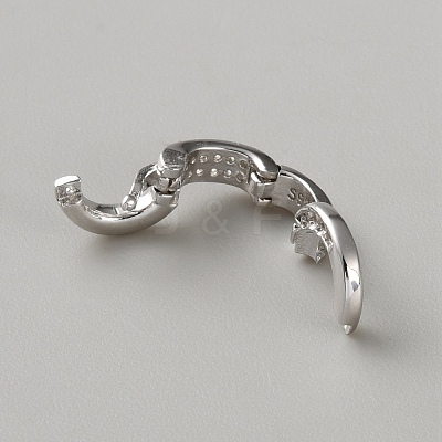 925 Sterling Silver Micro Pave Clear Clear Cubic Zirconia Twister Clasps STER-WH0008-81D-P-1