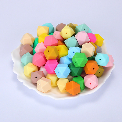 Hexagonal Silicone Focal Beads SI-JX0020A-104-1