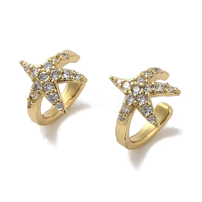 Rack Plating Brass Micro Pave Cubic Zirconia Cuff Earrings EJEW-R168-43G-02-1