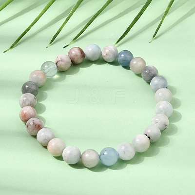 8MM Natural Aquamarine Round Beaded Stretch Bracelets for Women GG-CBA6C75-A01-8mm-1