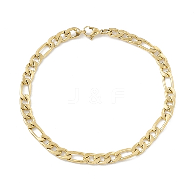 PVD Vacuum Plating 304 Stainless Steel Figaro Chains Bracelet for Men Women STAS-E001-07G-1