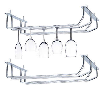 Iron 2 Rows Wine Glass Rack Under Cabinet AJEW-WH0258-567-1