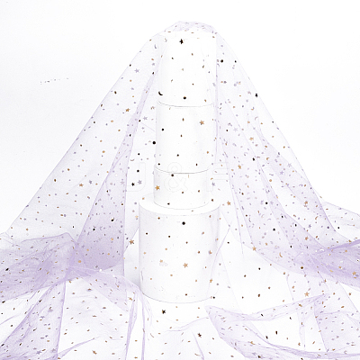 Star Moon Pattern Polyester Mesh Lace Fabric DIY-WH0504-446B-1