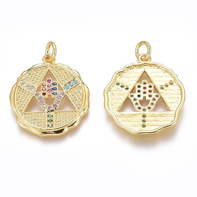 Brass Micro Pave Colorful Cubic Zirconia Pendants ZIRC-Z008-17G-1
