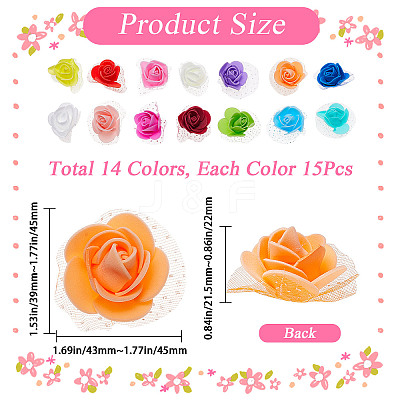 210Pcs 14 Colors 3D Foam Rose Ornament Accessories DIY-CP0008-68-1