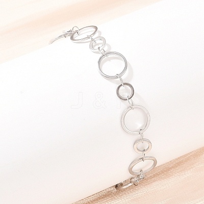 304 Stainless Steel Link Chain Bracelets for Women BJEW-P373-03C-P-1
