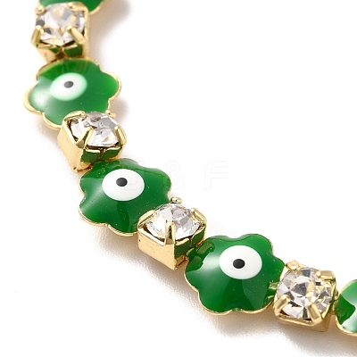Rack Plating Iron Clover & Square Link Chains Bracelet BJEW-I300-08G-1