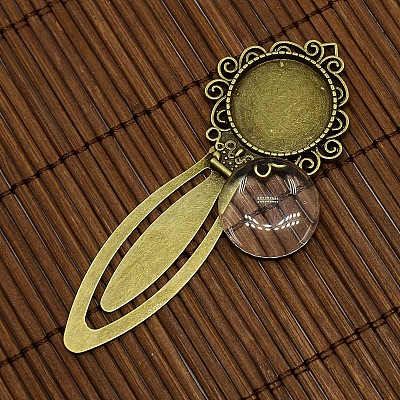20mm Clear Domed Glass Cabochon Cover for Antique Bronze DIY Alloy Portrait Bookmark Making DIY-X0125-AB-NR-1