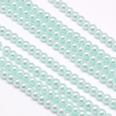 Eco-Friendly Dyed Glass Pearl Round Beads Strands HY-A002-4mm-RB034-1