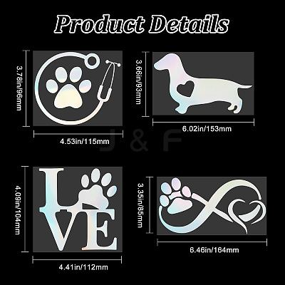 8 Sheets 4 Style Infinity Love & Bird Laser Style Plastic Adhesive Car Stickers STIC-GF0001-04A-1