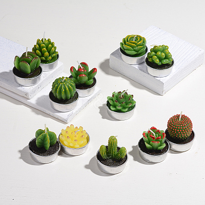 Cactus Paraffin Smokeless Candles DIY-G024-F-1