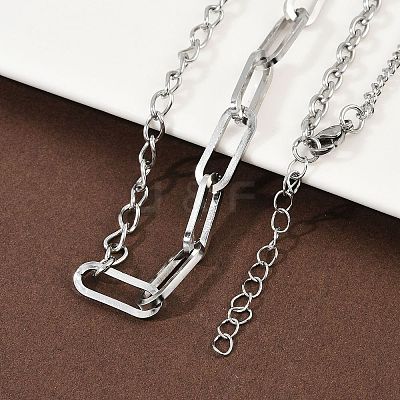 304 Stainless Steel Paperclip Chain Twisted Chain Cable Chain Necklaces for Women Men NJEW-A053-01P-1