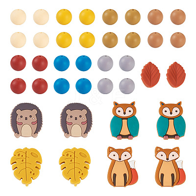 69Pcs 12 Style Food Grade Eco-Friendly Silicone Focal Beads SIL-BT0001-06-1