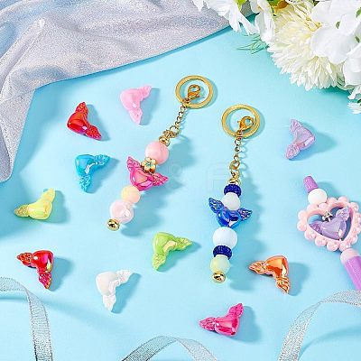 60Pcs 10 Colors AB Color Plated Acrylic Beads PACR-PH0001-11-1