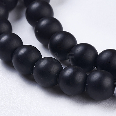 Synthetic Black Stone Beads Strands G-R345-6mm-38-1-1