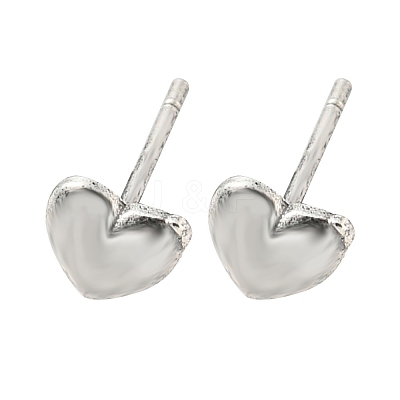 Rack Plated Heart Brass Stud Earrings for Women EJEW-Z048-08P-1