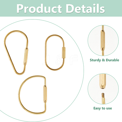 6Pcs 3 Styles Brass Screw Clasps FIND-DC0008-01-1