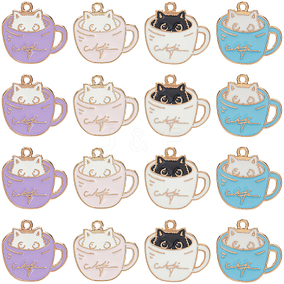 40Pcs 4 Colors  Alloy Enamel Pendants ENAM-SC0005-92-1