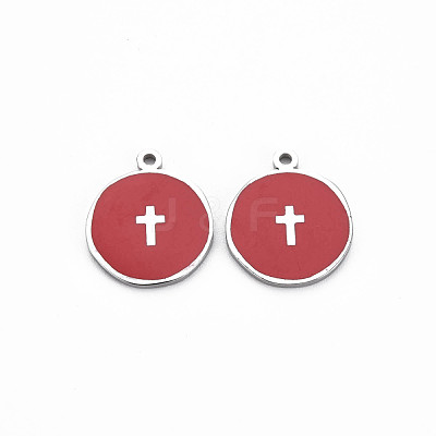 304 Stainless Steel Enamel Pendants STAS-S117-030-1