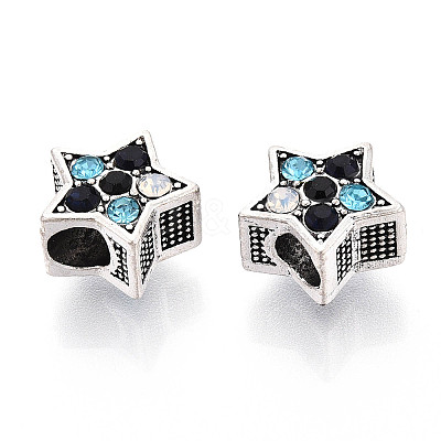 Alloy Rhinestone European Beads FIND-N009-17A-AS-1